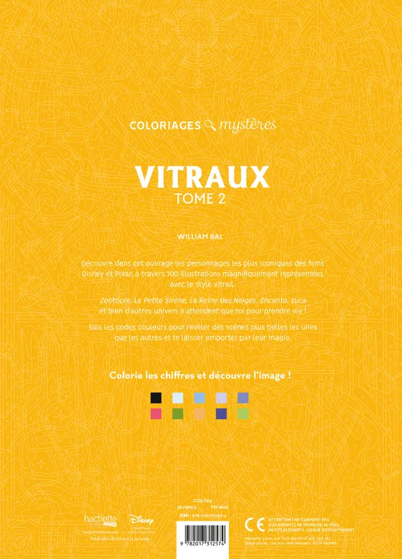 Coloriages mystères Disney - Vitraux Tome 2