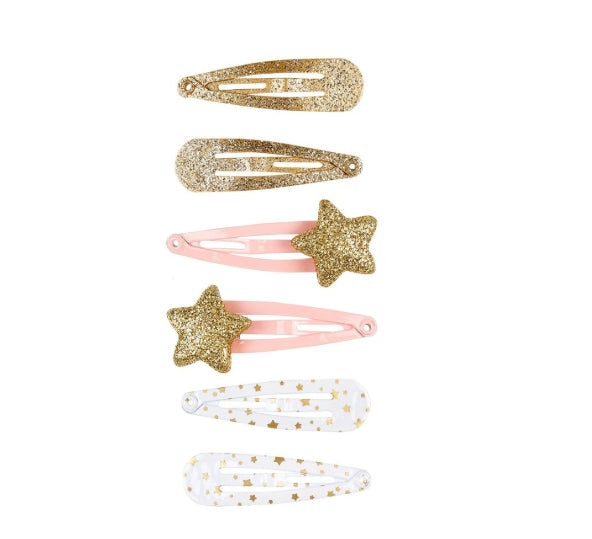 Barettes Julie étoiles or (6 pcs)