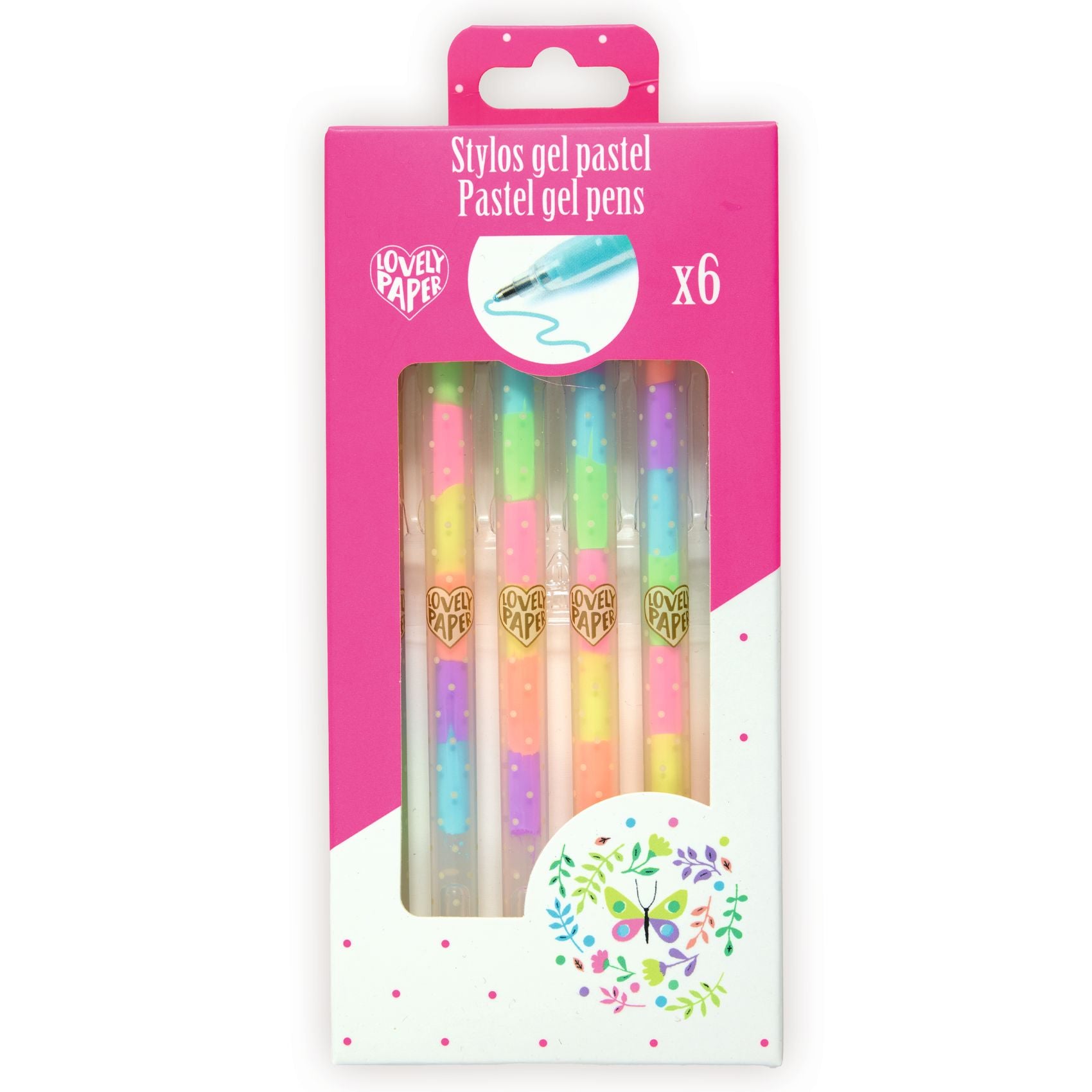 6 stylos gel pastel