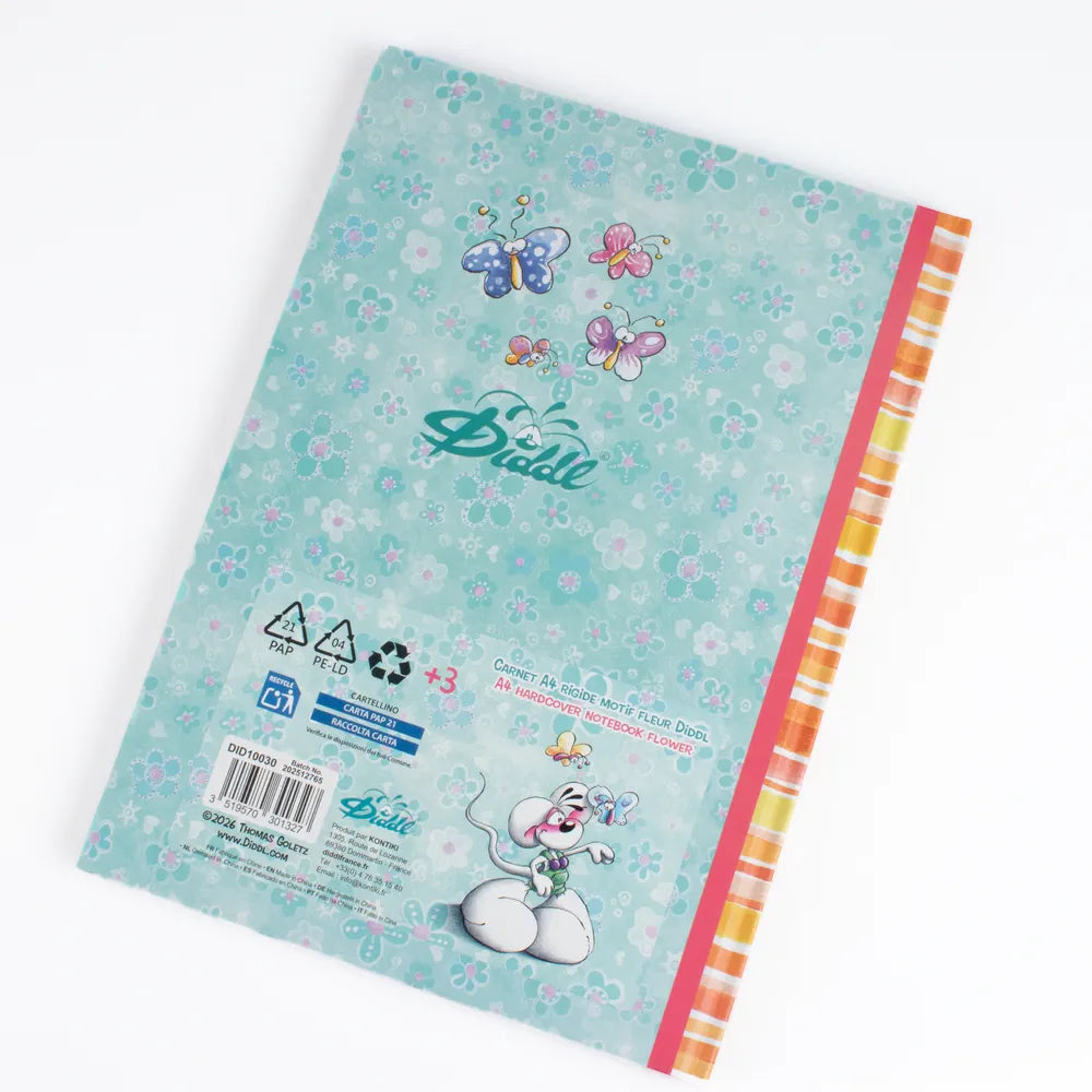 Hardcover-Notizbuch DIN A4 mit Diddl-Blumenmuster