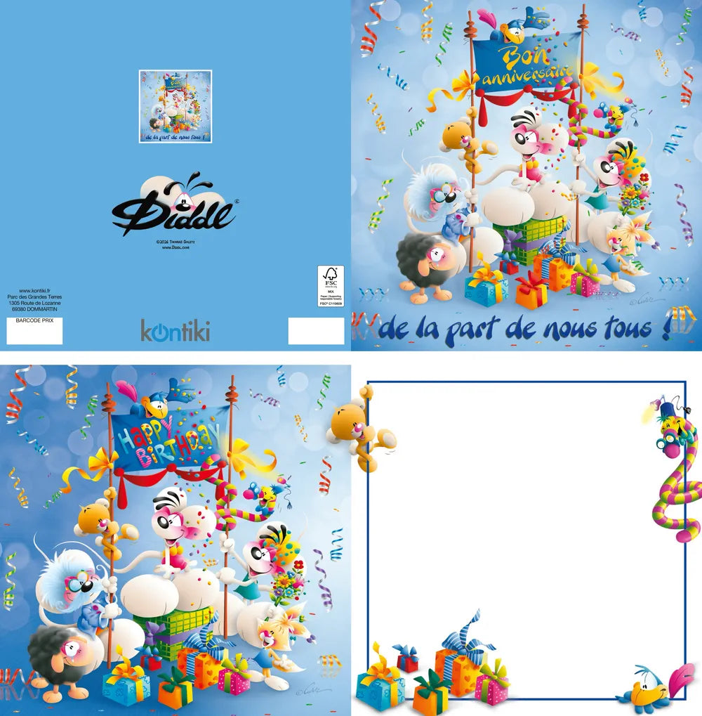 Carte 3D Diddl – Bon anniversaire de la part de nous tous
