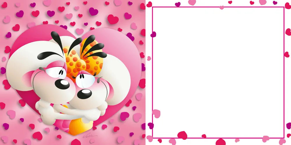 Carte 3D Diddl – Diddl & Diddlina Cœur rose