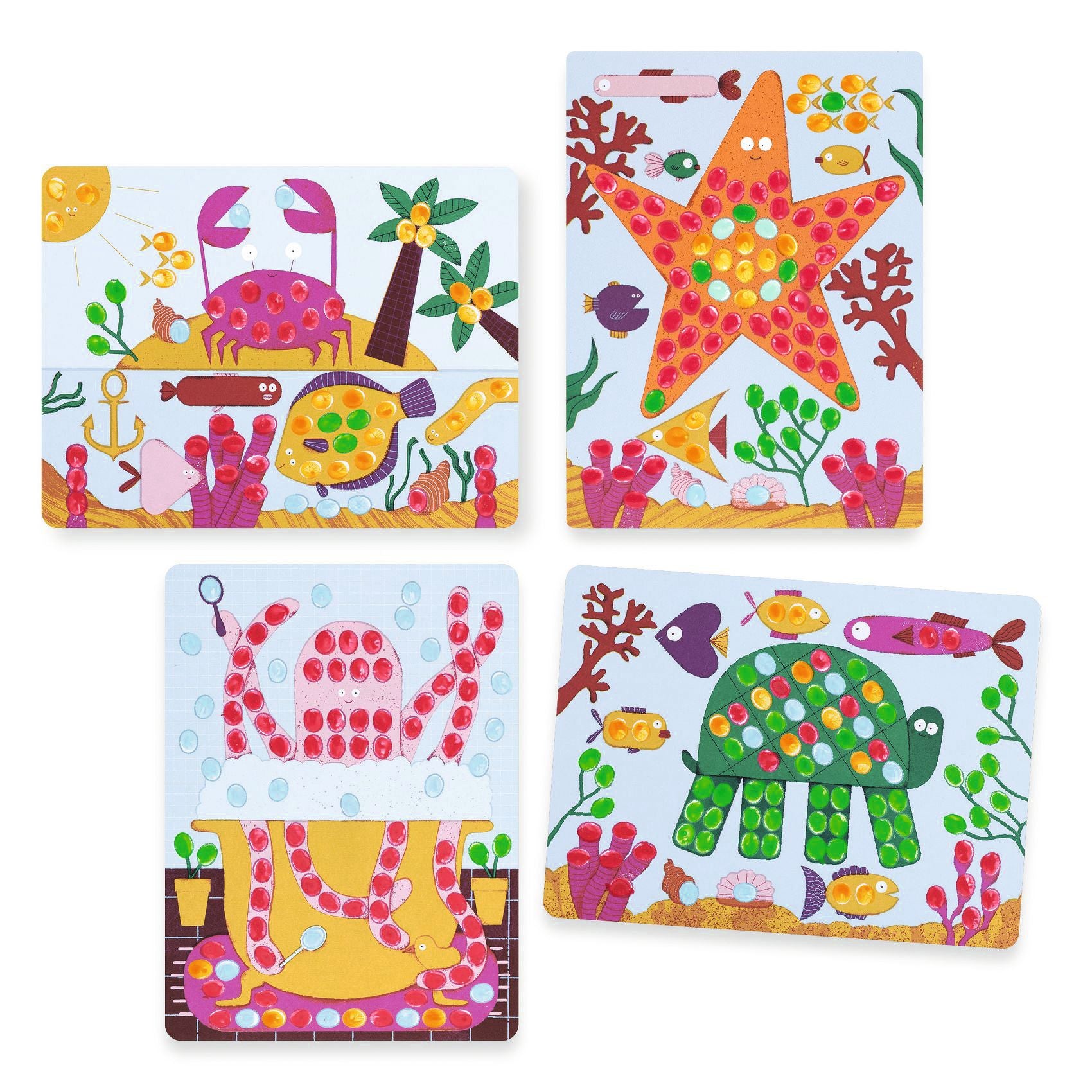 Peindre avec ses doigts - Pois et poissons