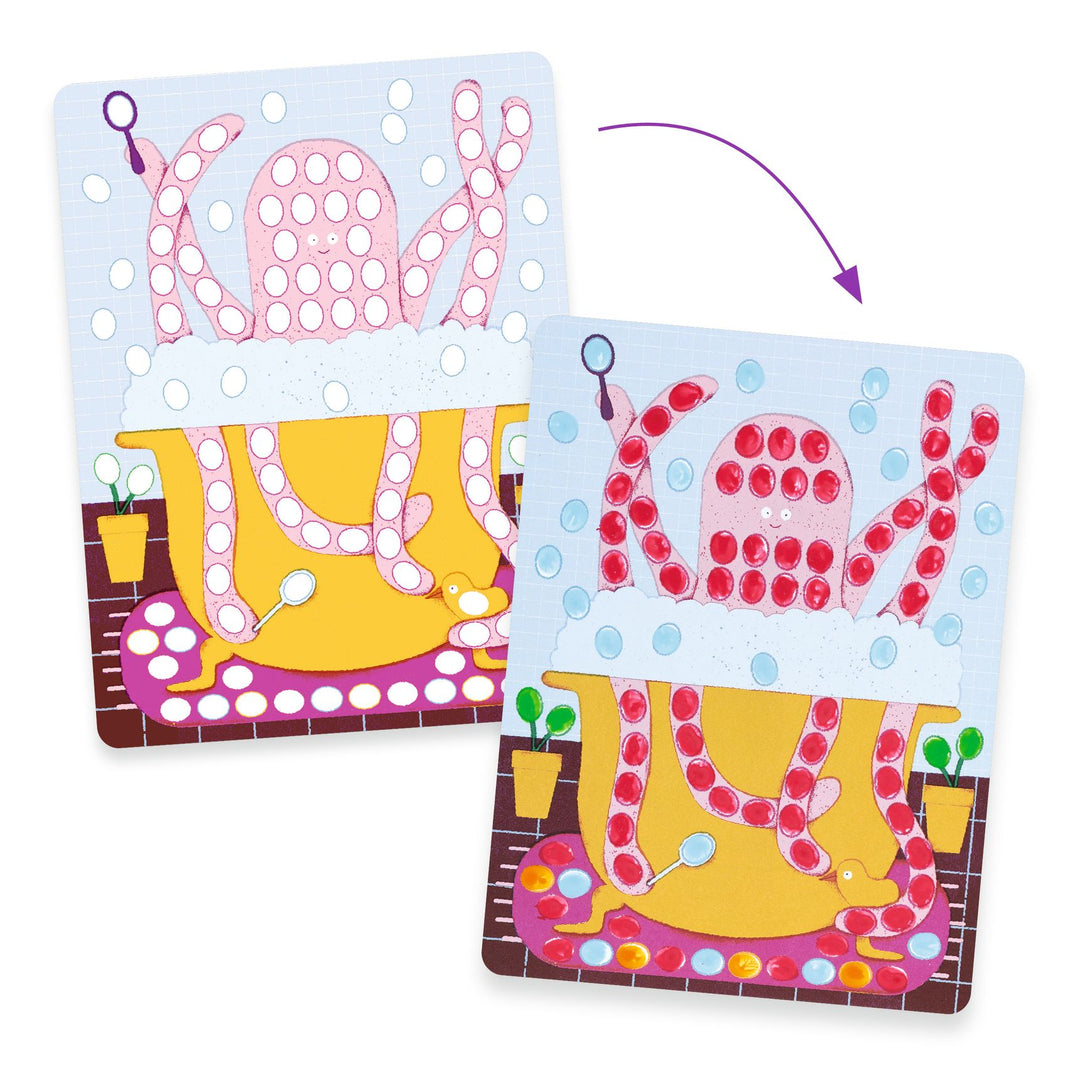 Peindre avec ses doigts - Pois et poissons