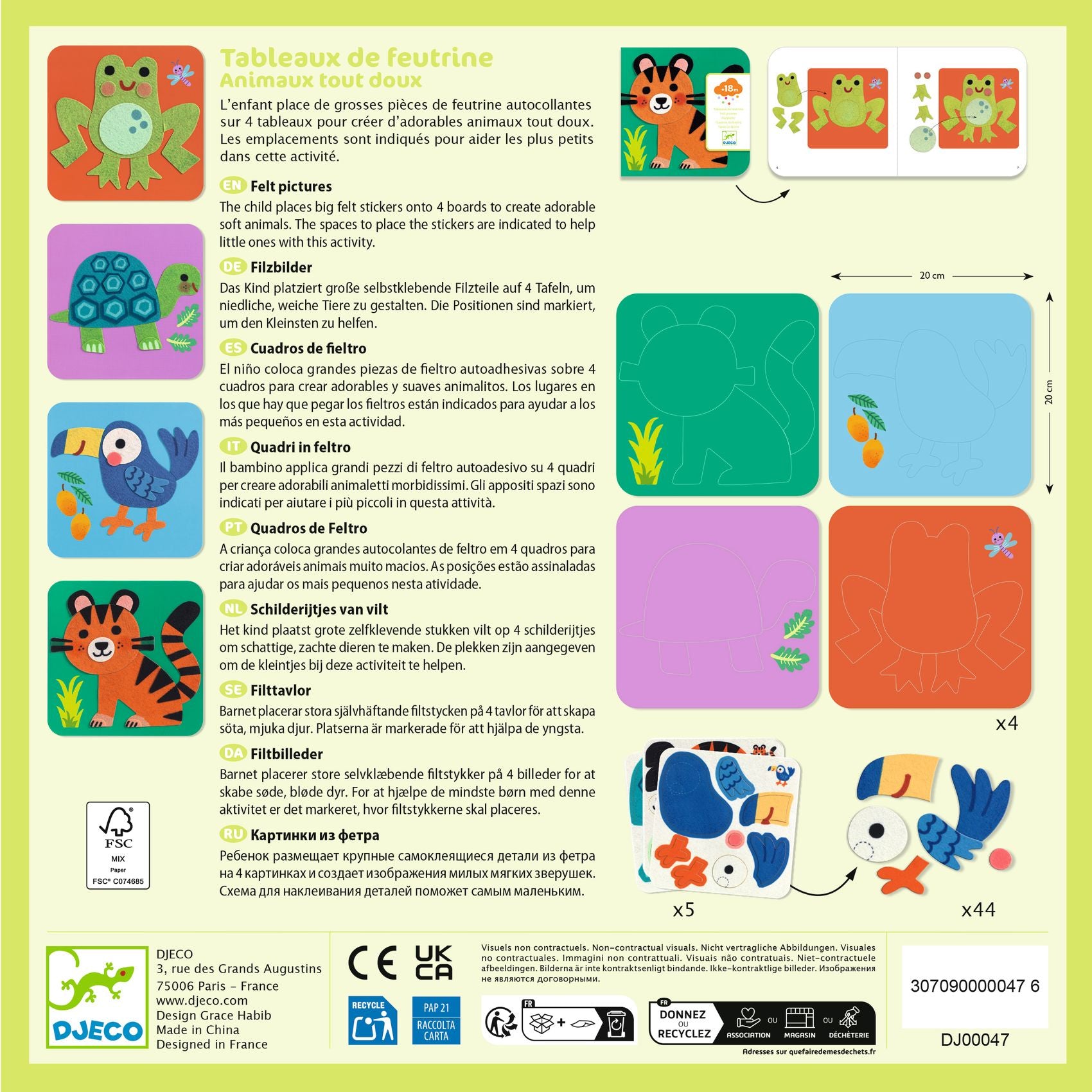 Tableaux de feutrine Animaux tout doux – Djeco