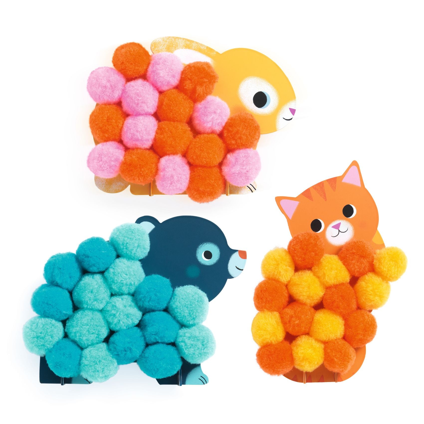 Collage de pompons - Animaux et ronds pompons