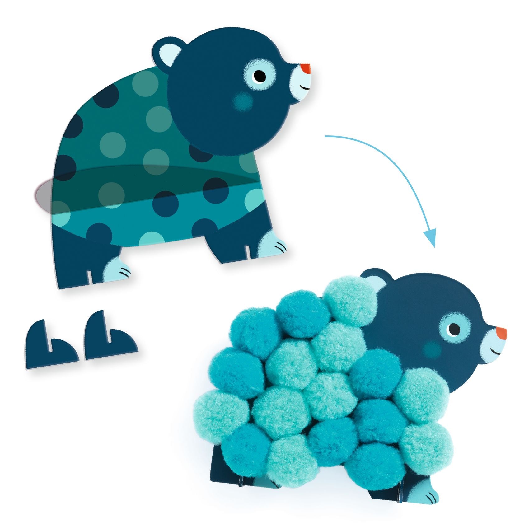 Collage de pompons - Animaux et ronds pompons