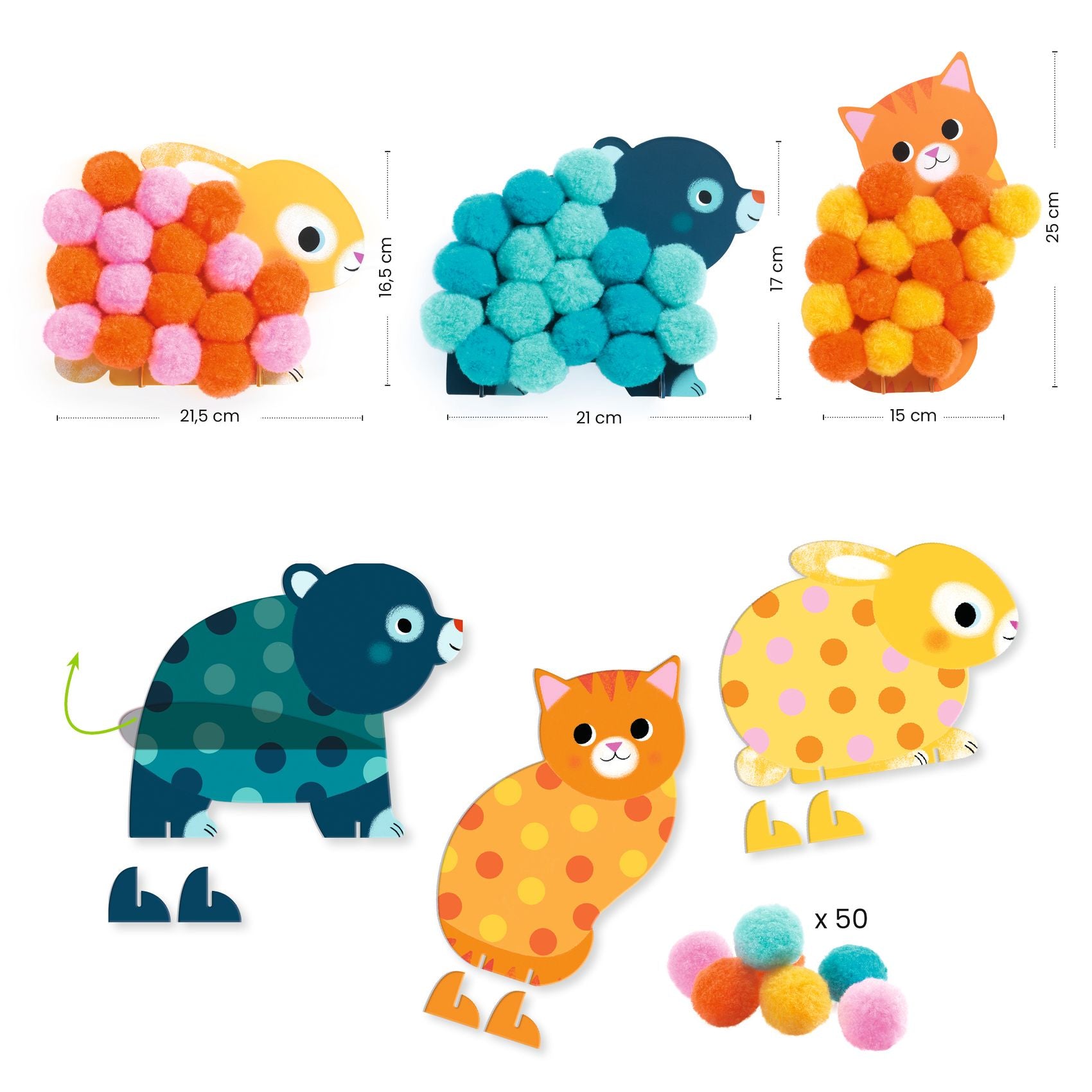 Collage de pompons - Animaux et ronds pompons