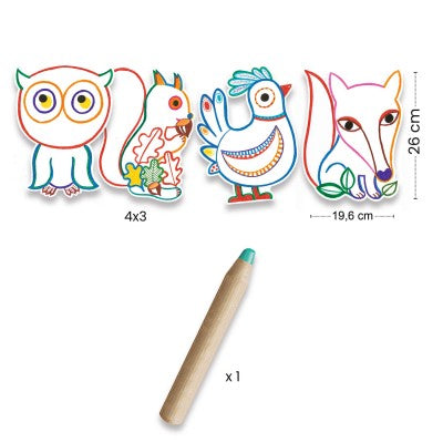 Coloriage à révéler - Animaux de la forêt