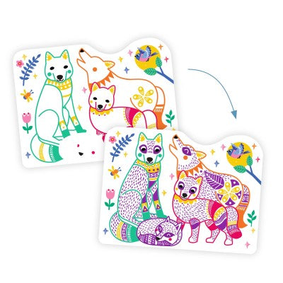 Coloriage à révéler - Familles de la forêt