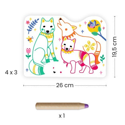 Coloriage à révéler - Familles de la forêt