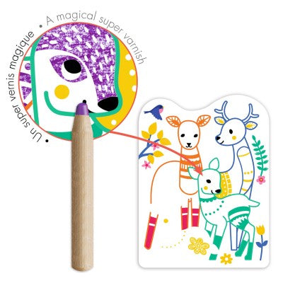 Coloriage à révéler - Familles de la forêt