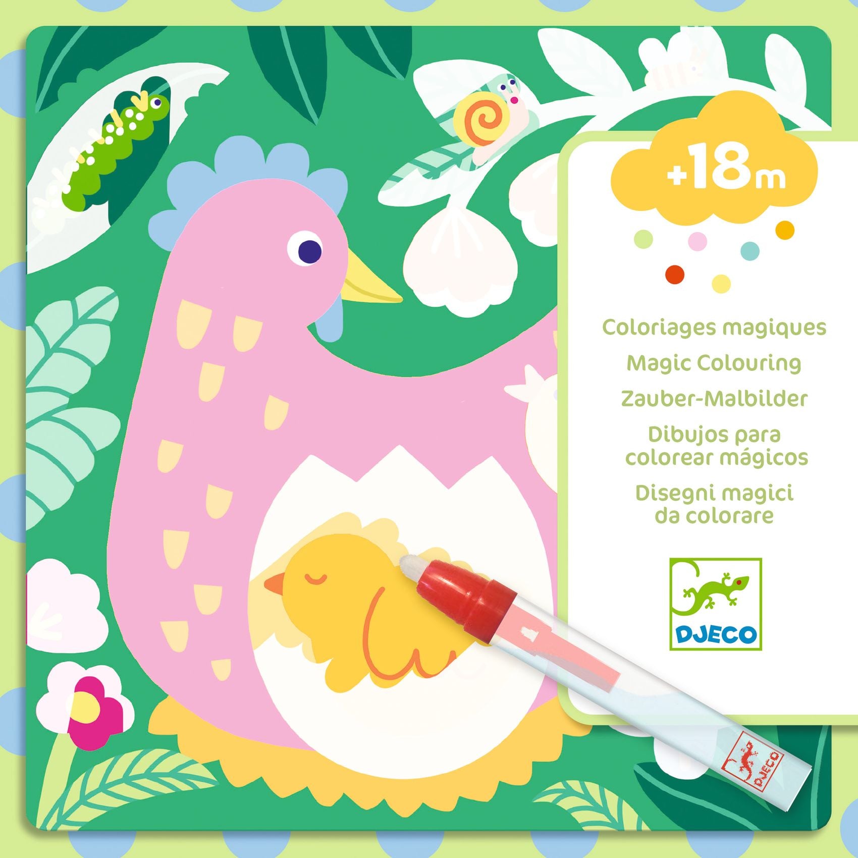 Coloriages magiques - Coucou caché maman-bébé du jardin