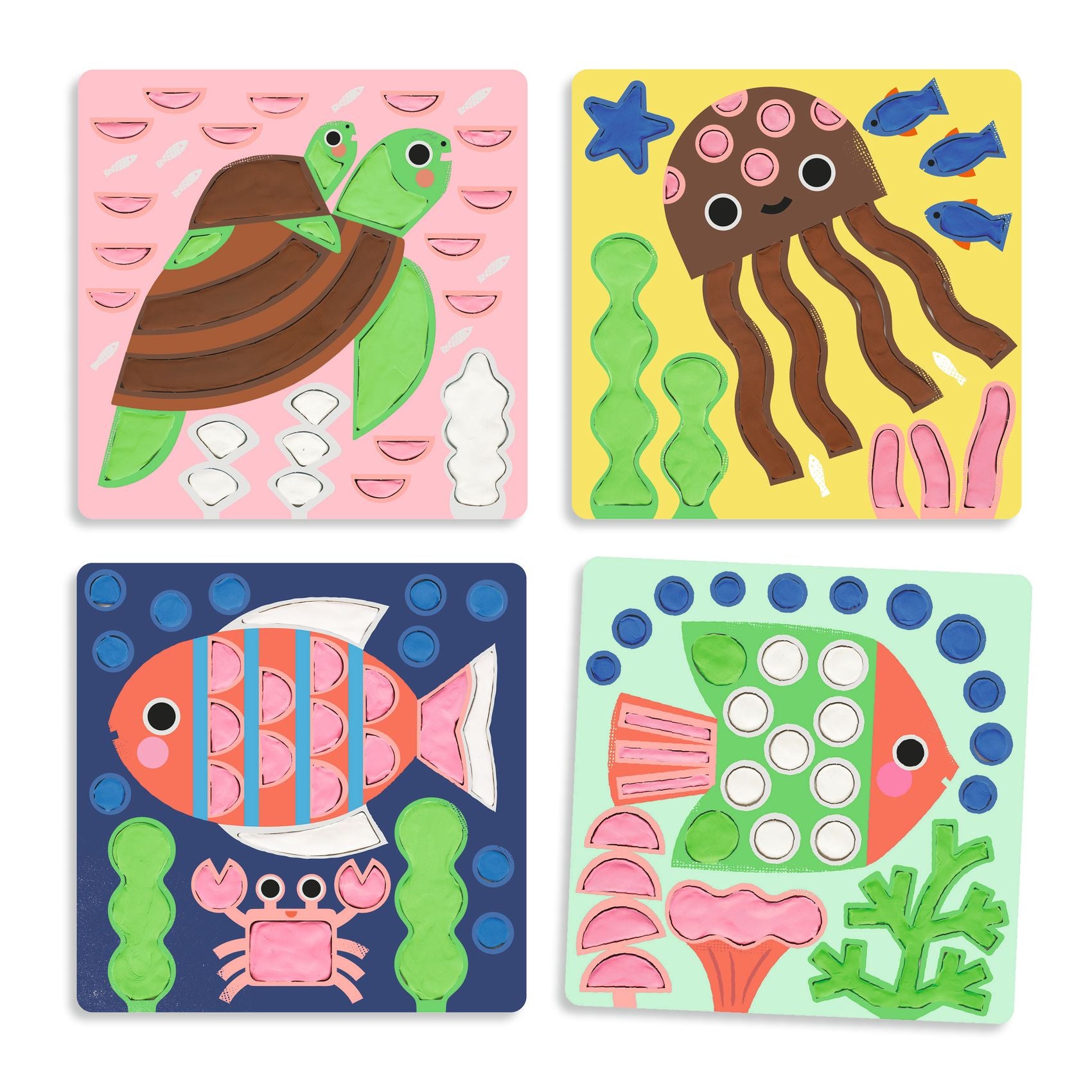 Coloriage à la pâte à modeler séchante - Coquins sous l'eau