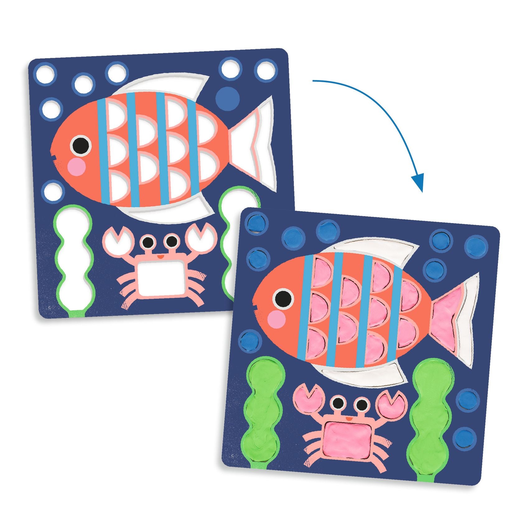 Coloriage à la pâte à modeler séchante - Coquins sous l'eau