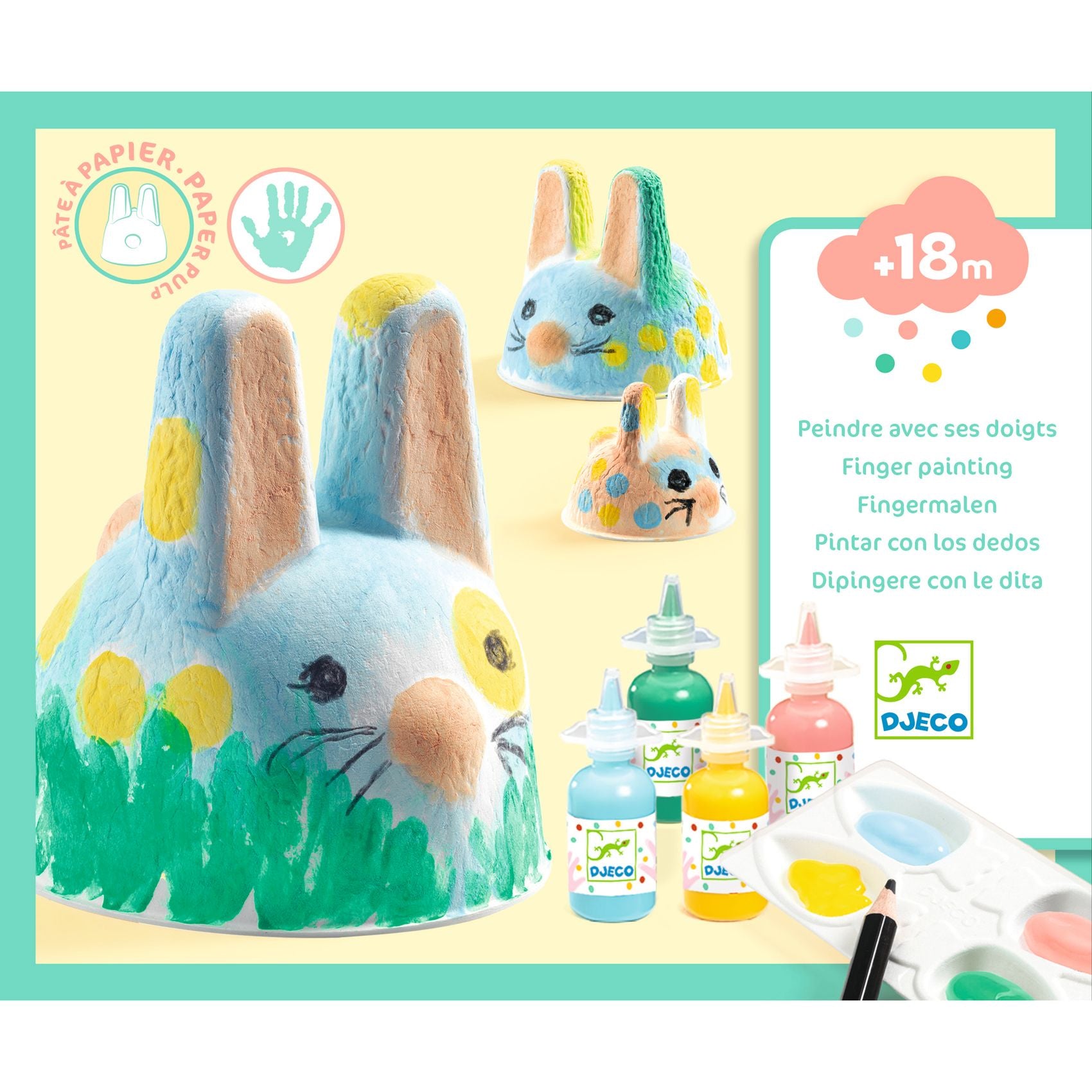 Peindre avec ses doigts - Trio de lapinous