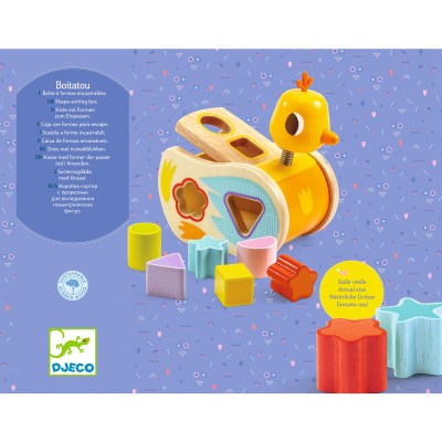 Boitatou – Boîte à formes poussin en bois – Djeco