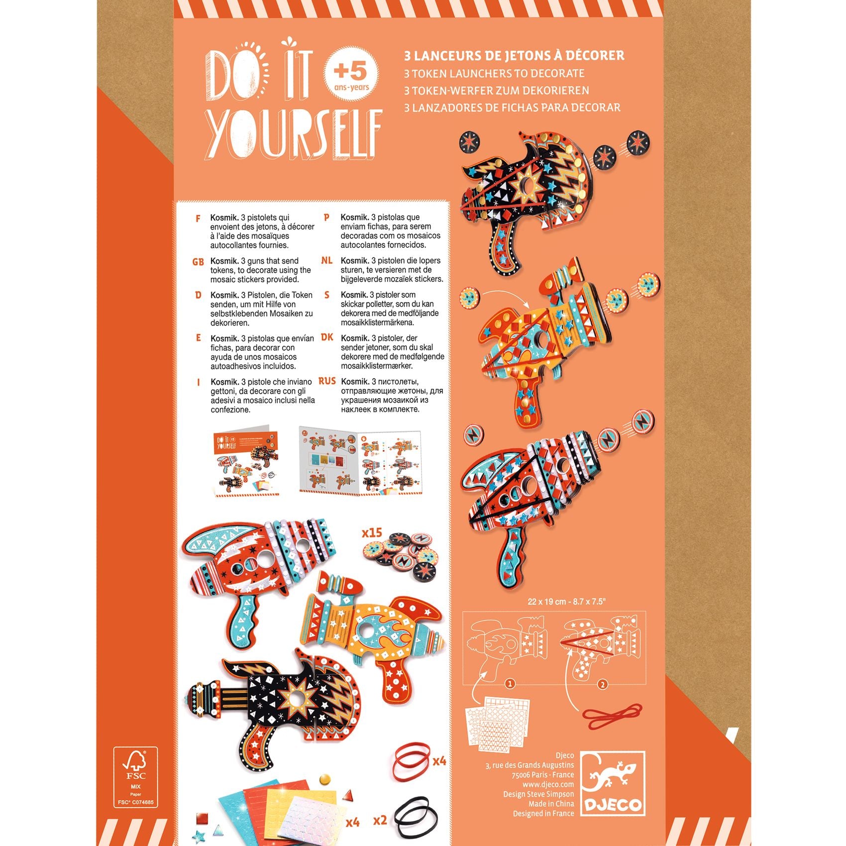 3 lançeurs de jetons à  decorer - Kosmik