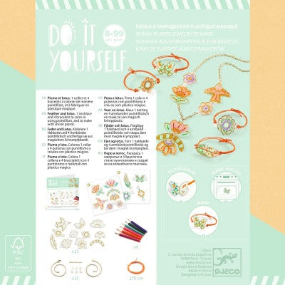 Bijoux en plastique magique Plume et Lotus – Djeco
