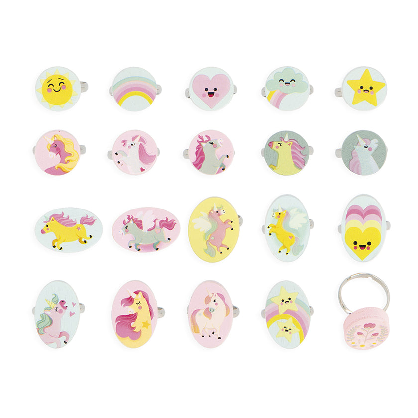 20 bagues ajustables - Licorne