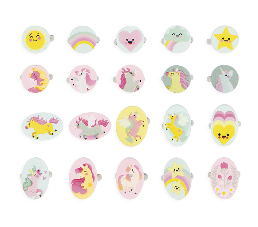 20 bagues ajustables - Licorne