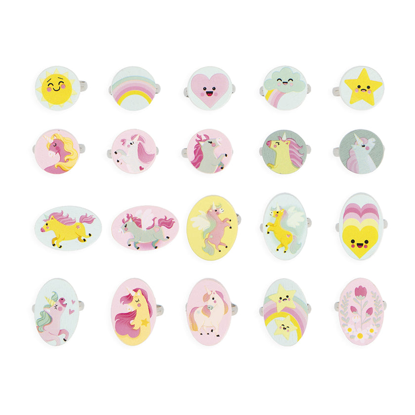 20 bagues ajustables - Licorne