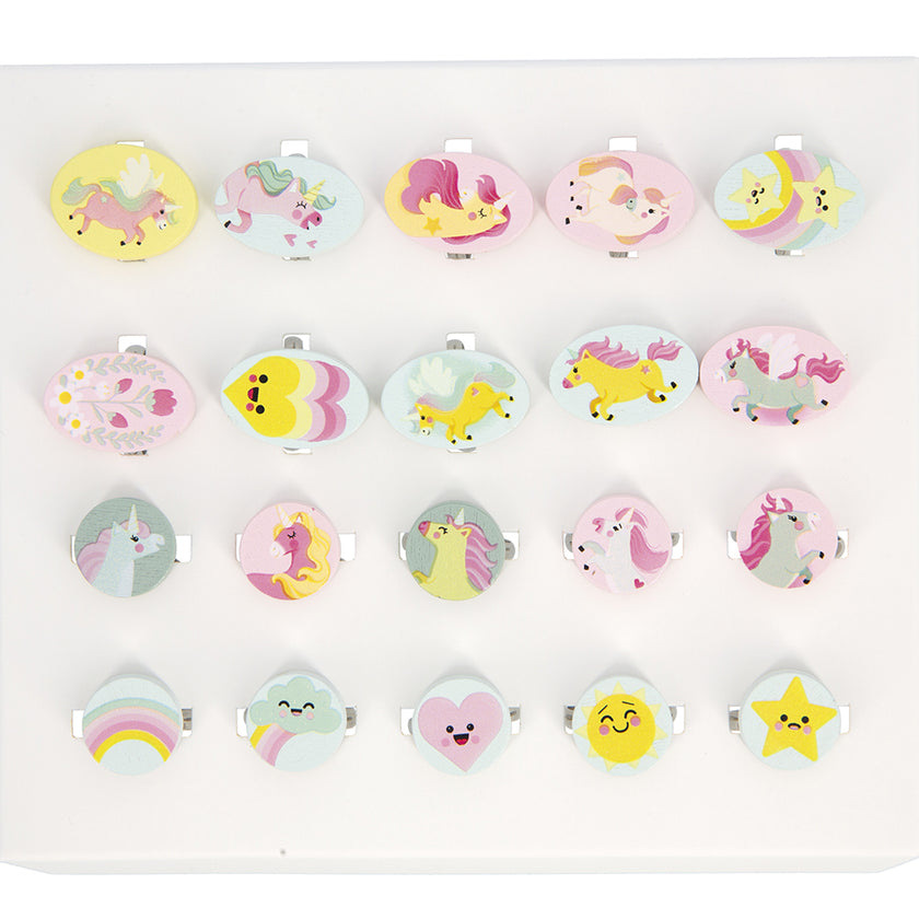 20 bagues ajustables - Licorne