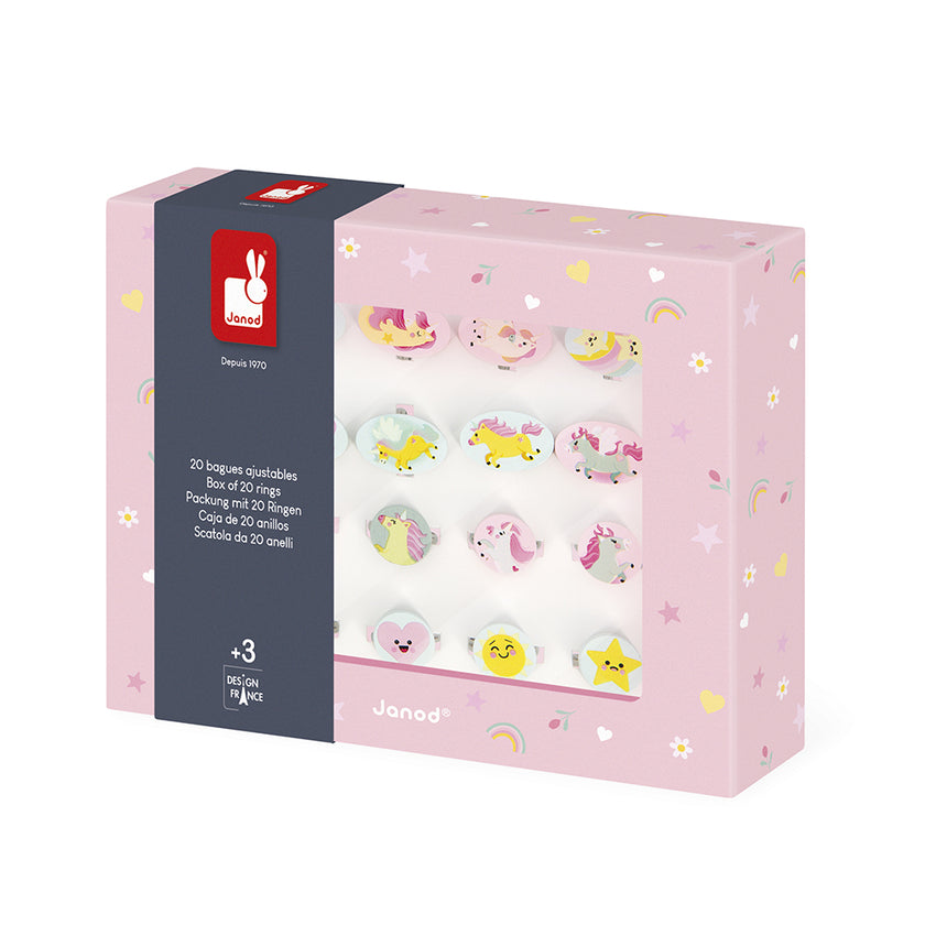 20 bagues ajustables - Licorne