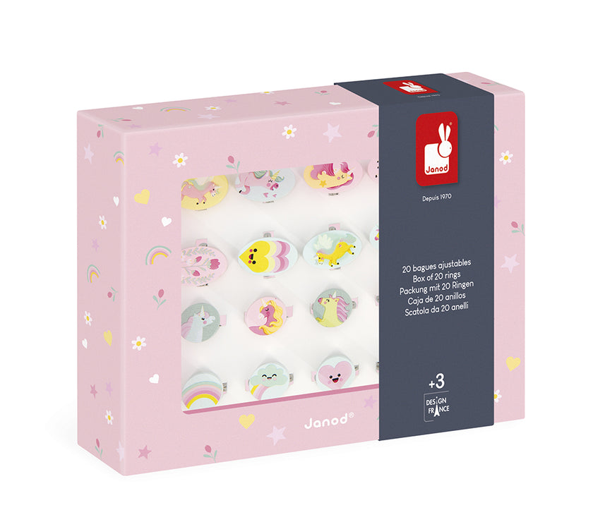 20 bagues ajustables - Licorne