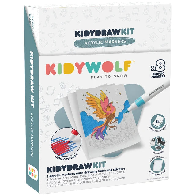 KIDYDRAW KIT – Marqueurs acryliques – Kidywolf