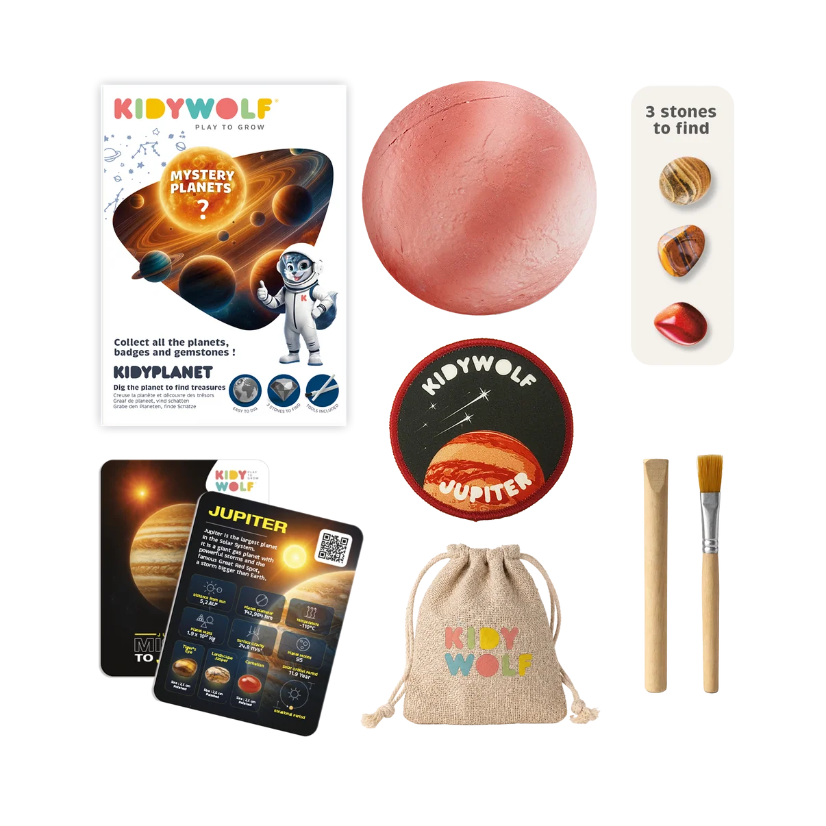 KIDYPLANET – Planète mystère à creuser avec pierres semi-précieuses – Kidywolf