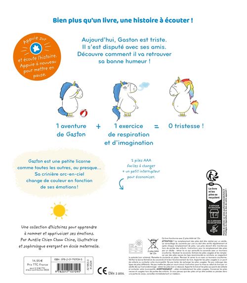 Les émotions de Gaston - : Livre son - Les émotions de Gaston - Je suis triste