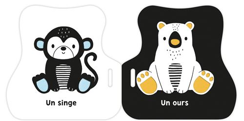 Mon premier livre poussette en noir et blanc - Animaux mignons