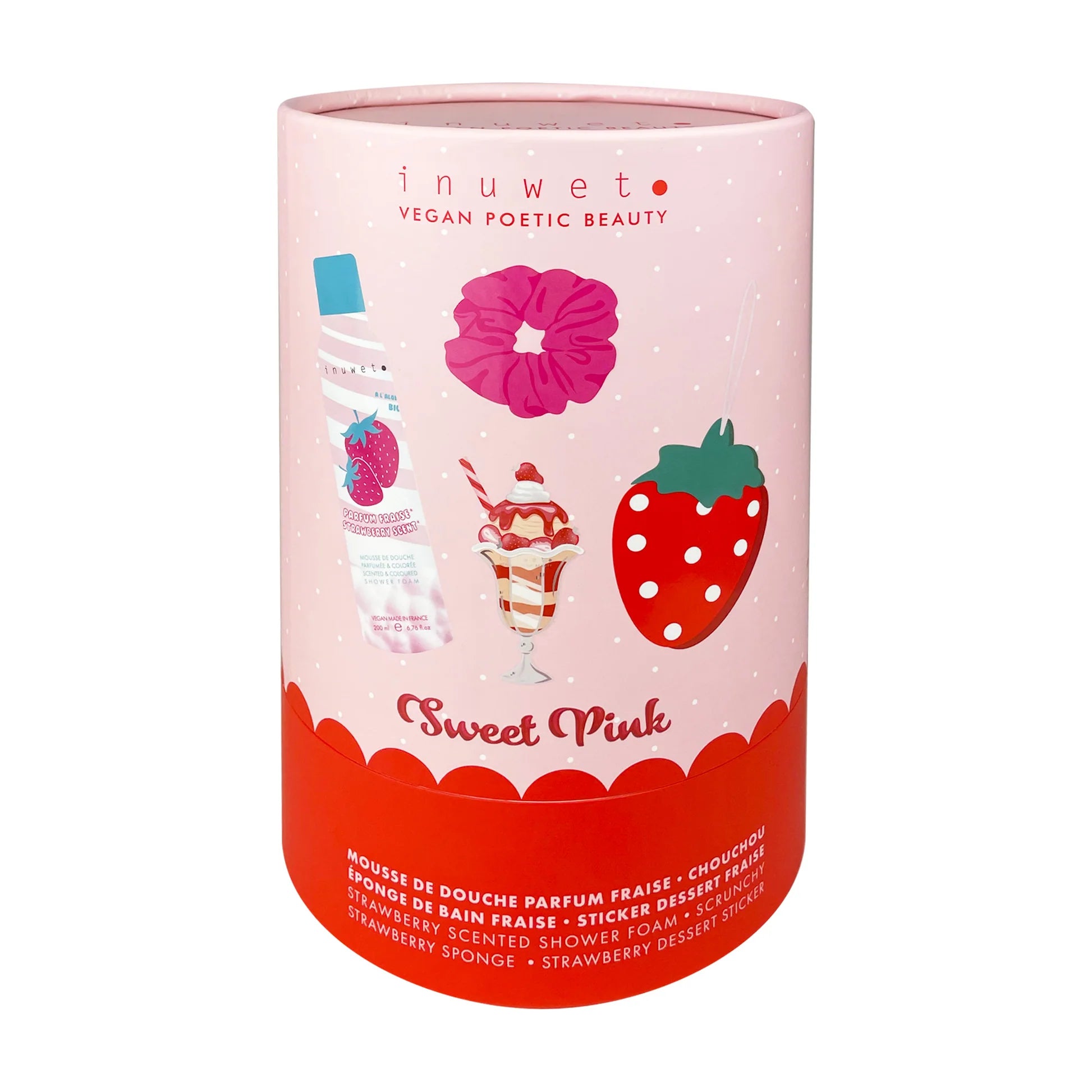 Coffret mousse de douche et accessoires " fun bath box" - Fraise