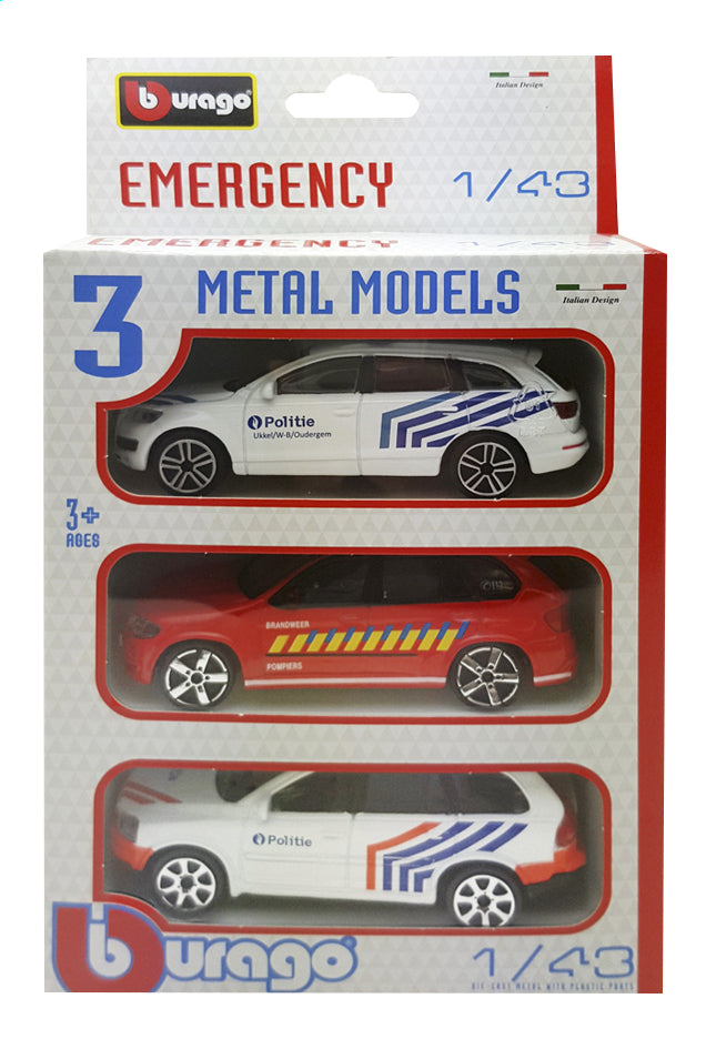 Pack de 3 voitures de services d'urgences 1/43