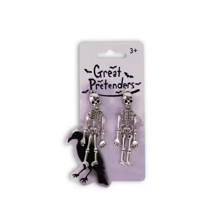 Boucles d'oreilles à clip squelette effrayant