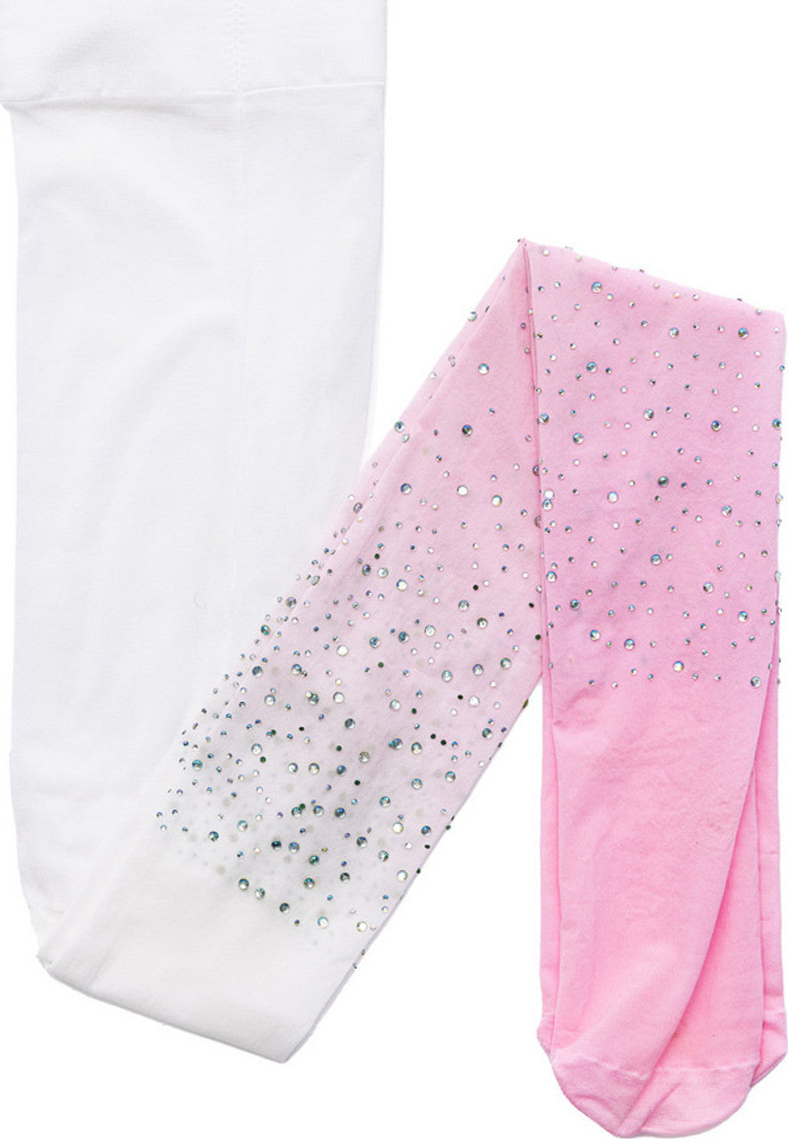 Collants avec strass dégradé rose/blanc