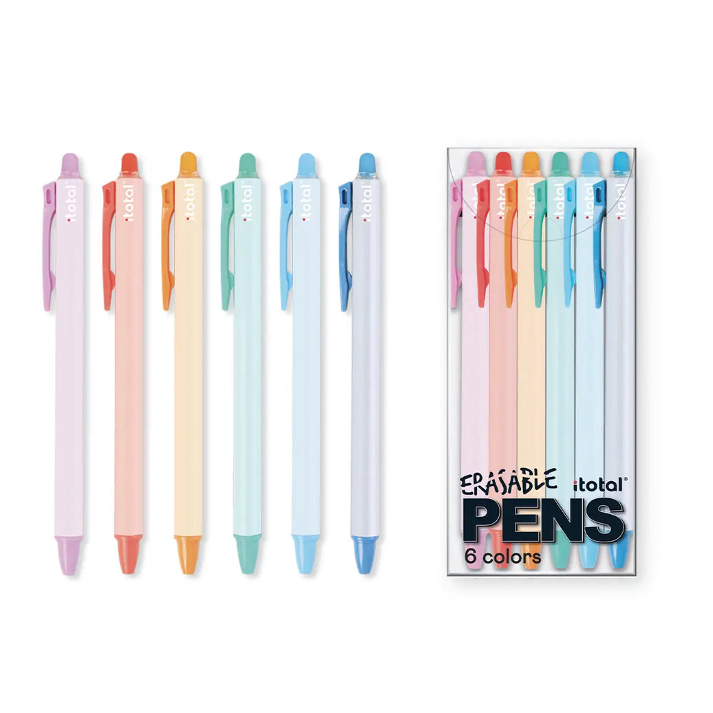 Set de stylos à bille - effaçable, 6 couleurs