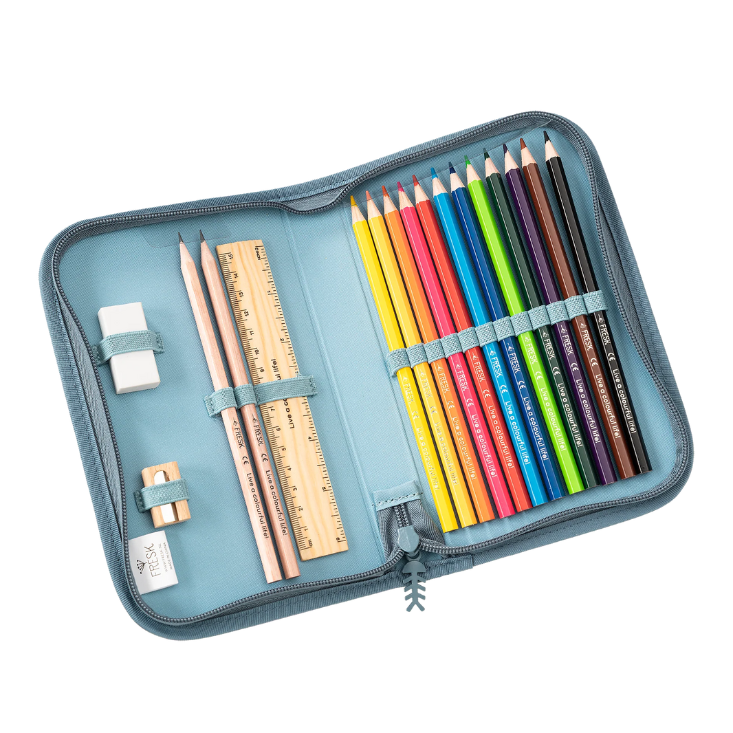 Trousse garnie Fresk – Requin  – Crayons et accessoires
