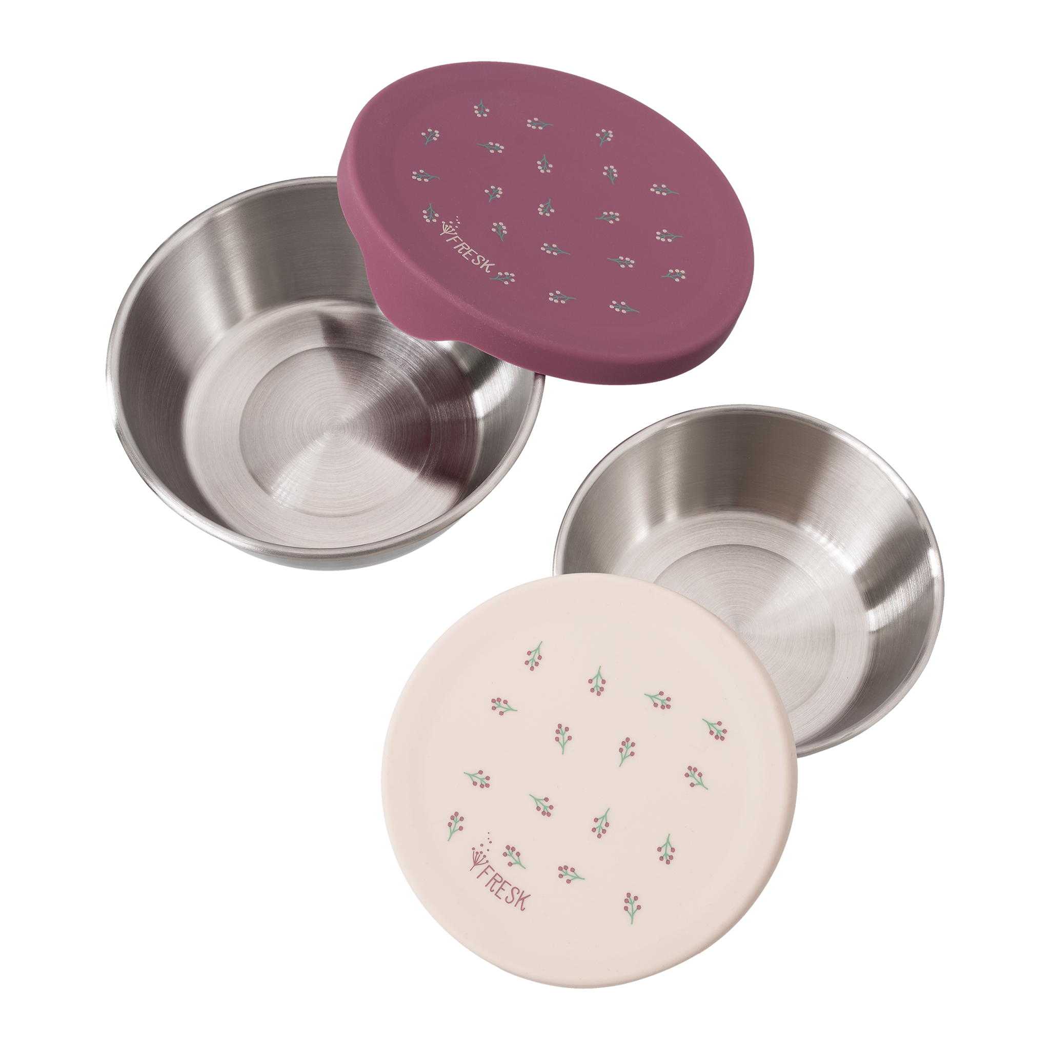 Boîte à goûter Fresk Berries – Lot de 2, inox et silicone