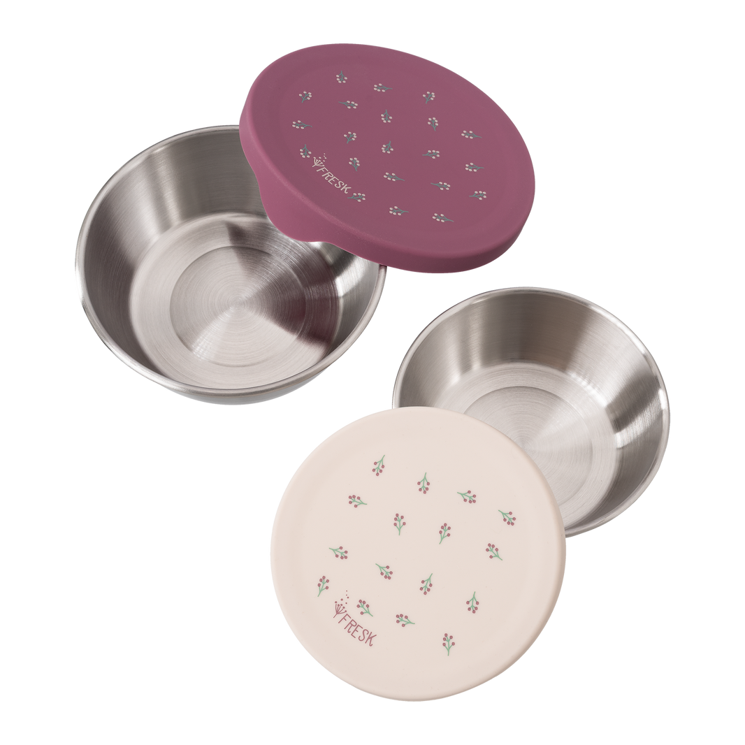 Boîte à goûter Fresk Berries – Lot de 2, inox et silicone