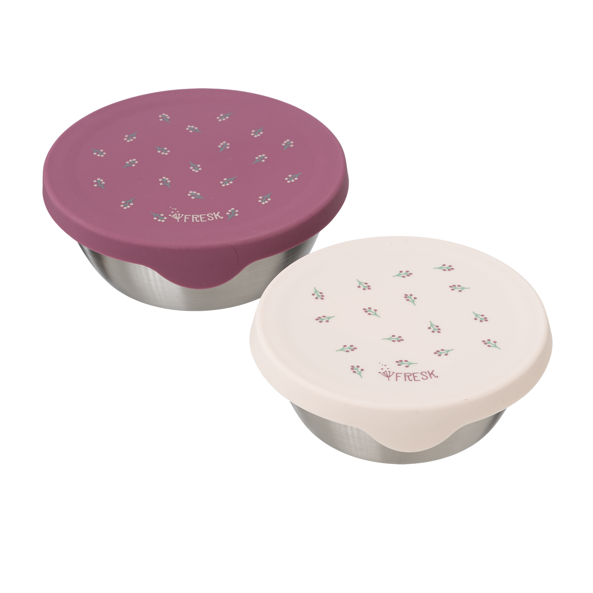Boîte à goûter Fresk Berries – Lot de 2, inox et silicone