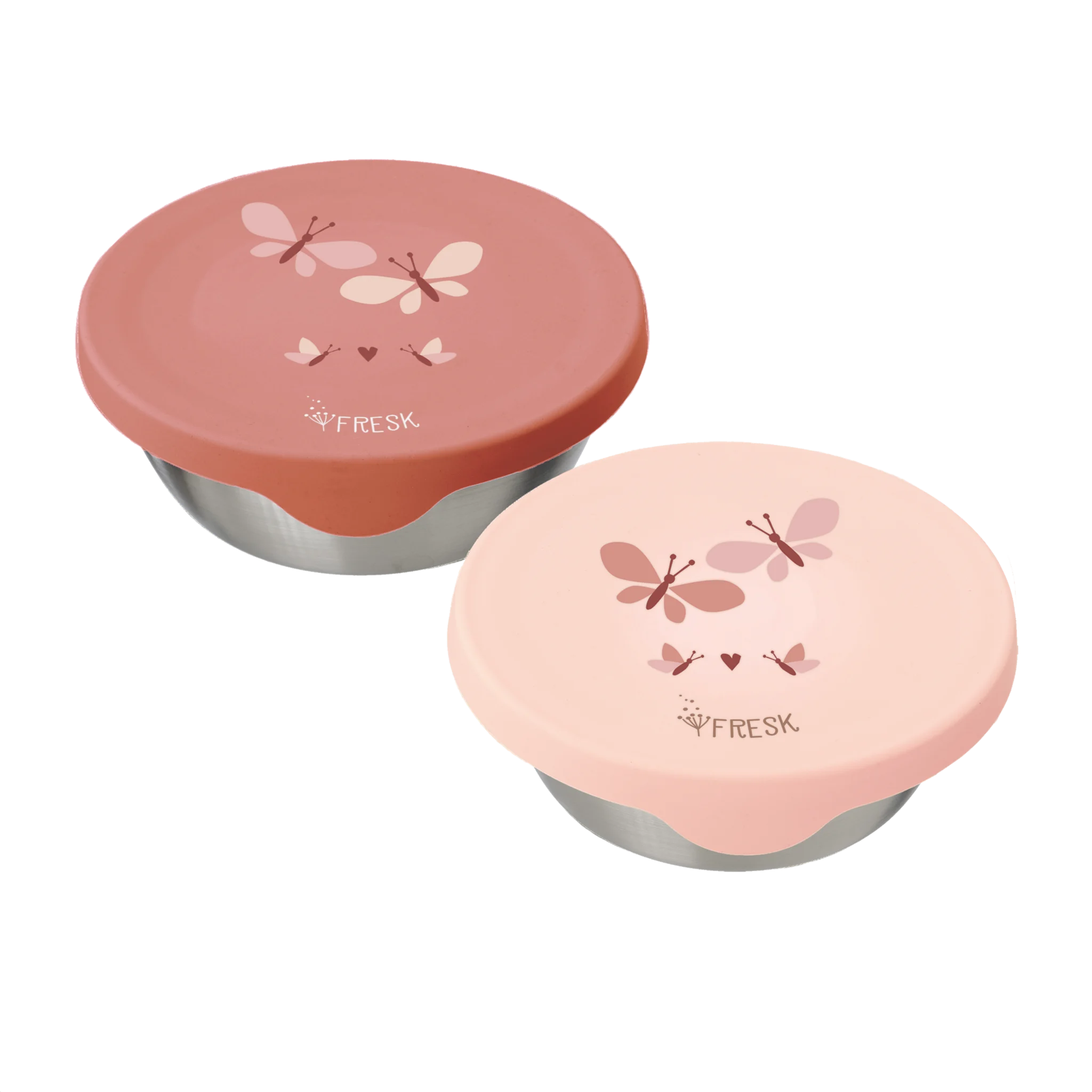 Boîte à goûter Fresk Butterfly – Lot de 2, inox et silicone