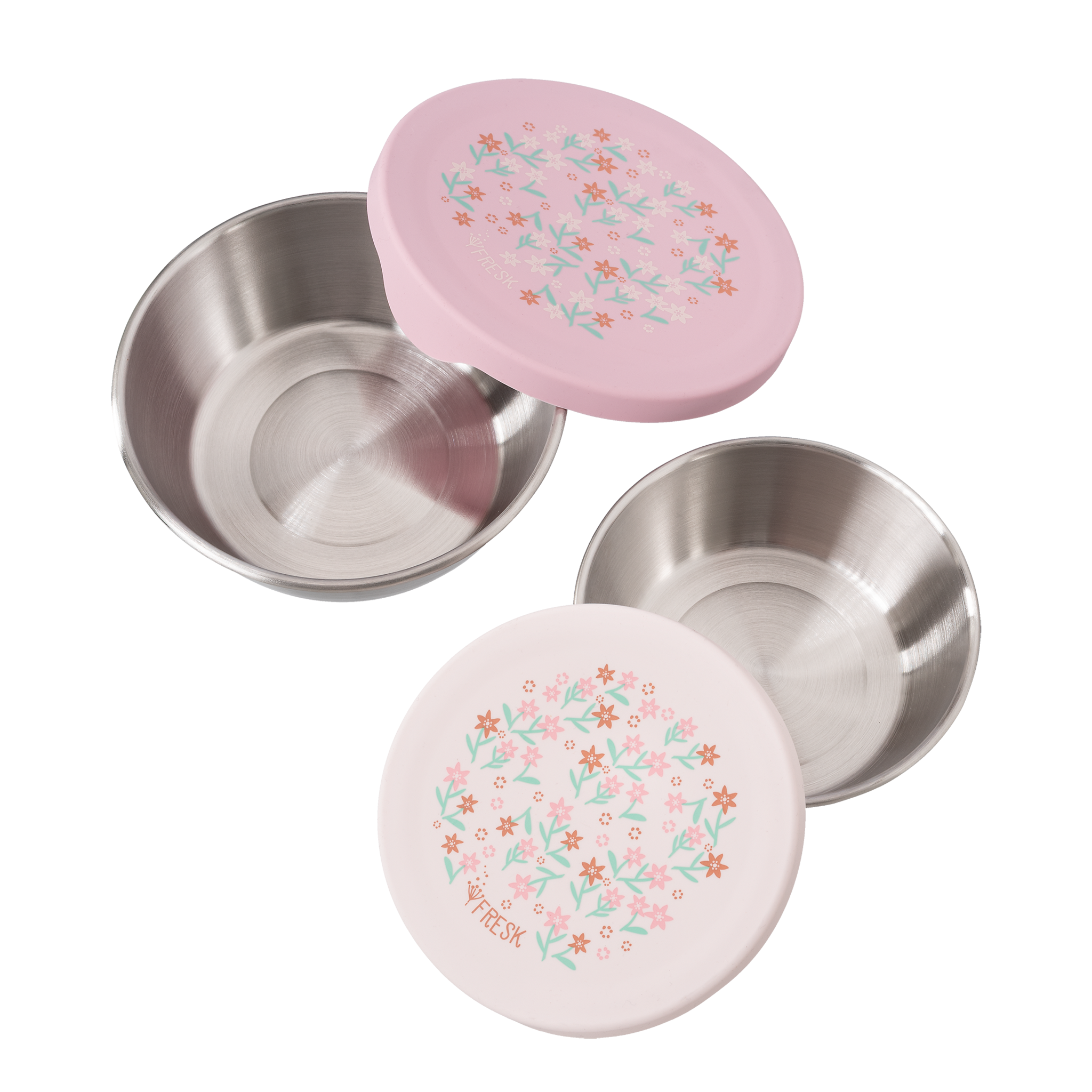 Boîte à goûter Fresk Garden Flowers – Lot de 2, inox et silicone