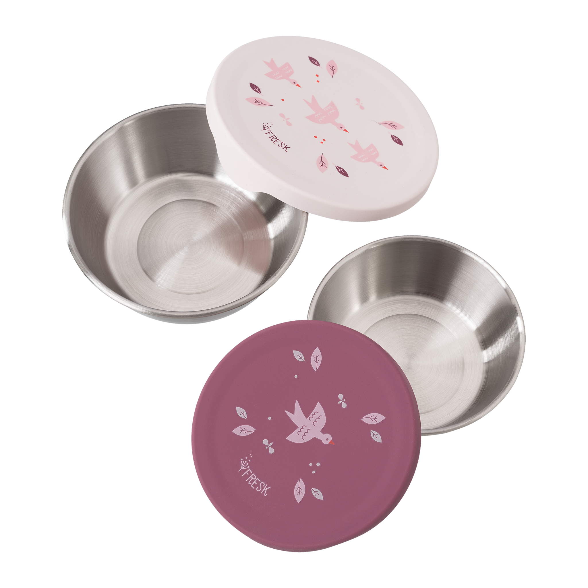 Boîte à Goûter Fresk Hirondelle Inox & Silicone – Lot de 2, Violet