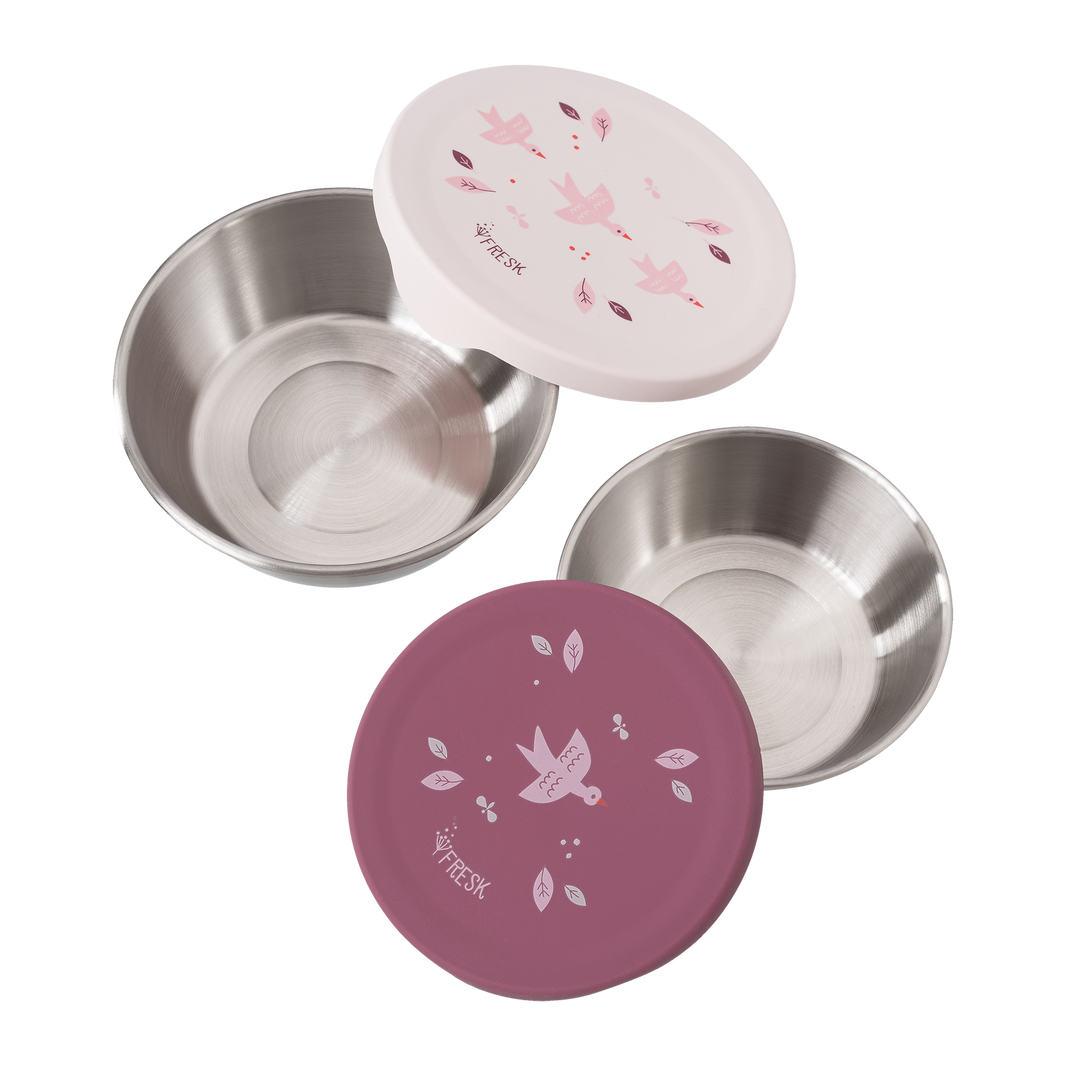 Boîte à Goûter Fresk Hirondelle Inox & Silicone – Lot de 2, Violet