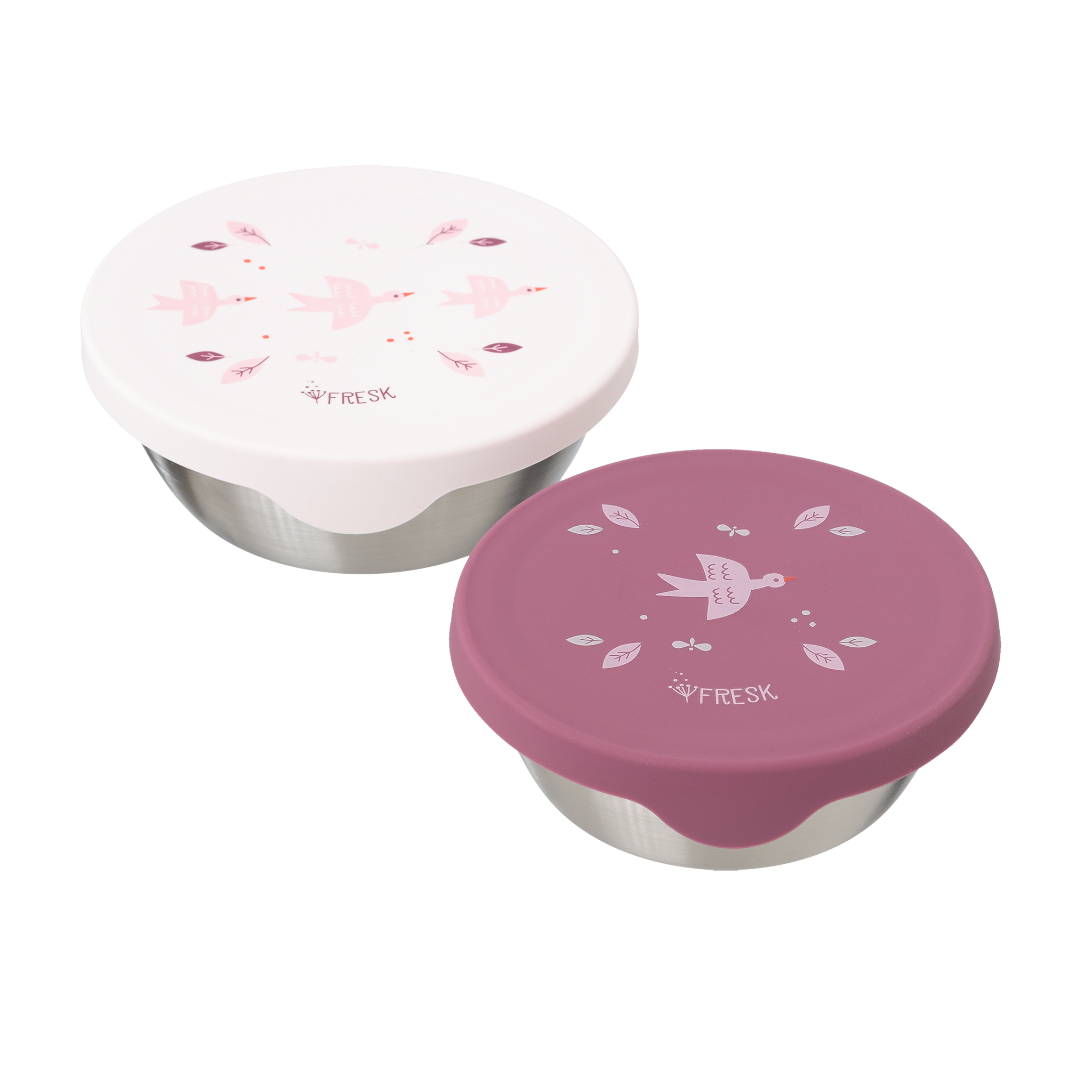 Boîte à Goûter Fresk Hirondelle Inox & Silicone – Lot de 2, Violet