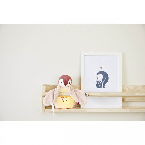 Peluche veilleuse manchot Rose