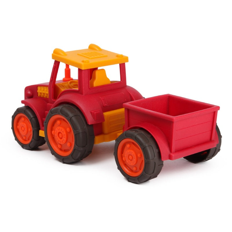 Tracteur rouge et remorque